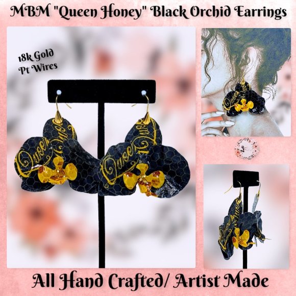 The MBM Boutique Jewelry - 🆕MBM "Queen Honey" Black Orchid Earrings.